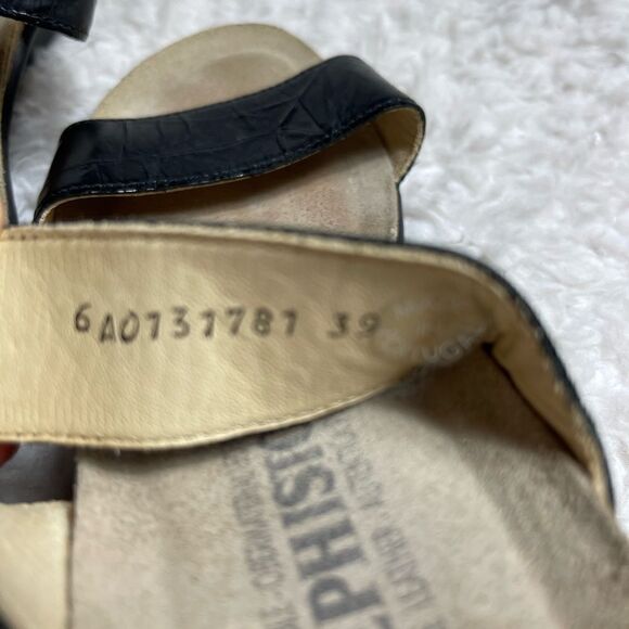 Mephisto Air Relax leather black straps wedge sandals silver tone buckle EURSZ39 - Picture 11 of 13